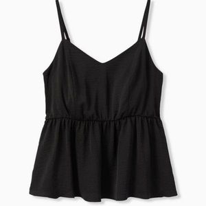 Black Satin Peplum Cami